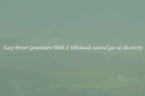 Easy Power Generation With A Wholesale natural gas & electricity